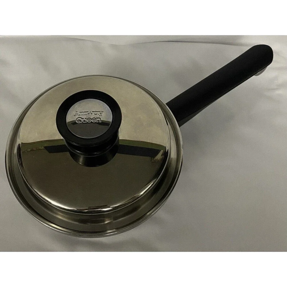 Amway Queen .75 Quart Sauce Pan & Lid Multi Ply 18/8 Stainless Cookware USA